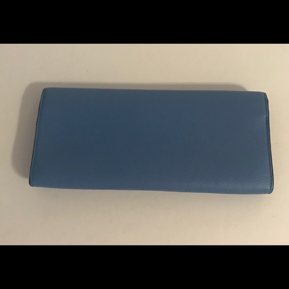 Tory Burch Serif Leather Blue Montego Clutch
